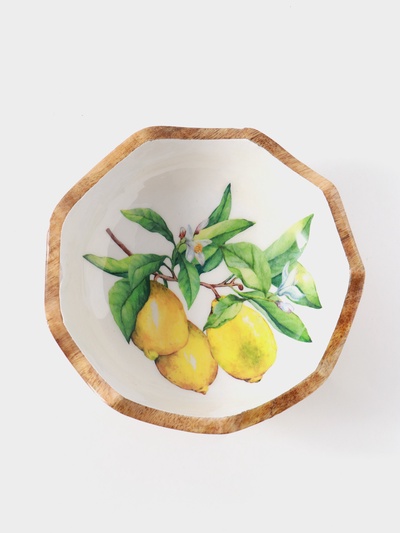 Салатник «Лимоны», 20×20×8 см, дерево манго