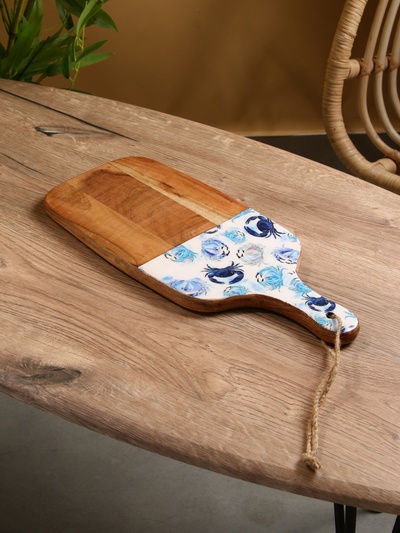 Доска разделочная прямоугольная «Крабы», 41×18 см, дерево манго