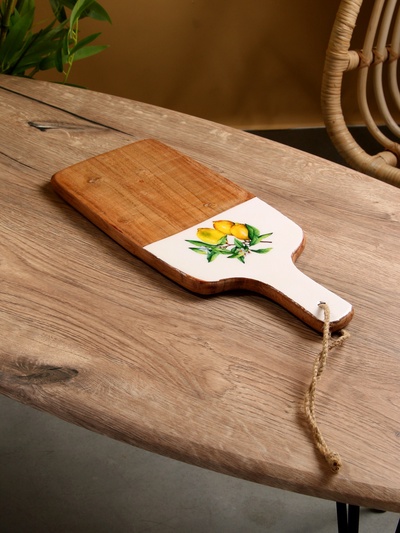 Доска разделочная прямоугольная «Лимоны», 41×18 см, дерево манго