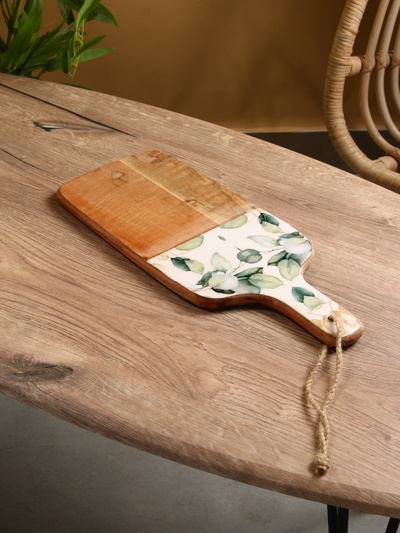 Доска разделочная прямоугольная «Листья», 41×18 см, дерево манго