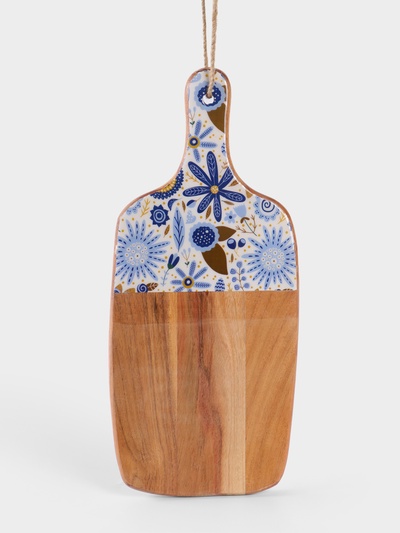 Доска разделочная прямоугольная «Васильки», 41×18 см, дерево манго