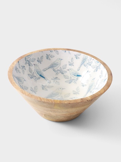 Салатник «Синие птицы», 25×25×10 см, дерево манго