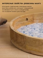 Поднос круглый с бортиками «Синие птицы», 35×35×6.5 см, дерево манго 10563797 - фото 16475461