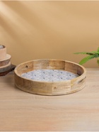 Поднос круглый с бортиками «Синие птицы», 35×35×6.5 см, дерево манго 10563797 - фото 16475462
