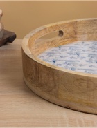 Поднос круглый с бортиками «Синие птицы», 35×35×6.5 см, дерево манго 10563797 - фото 16582489