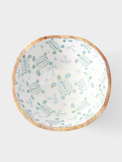 Салатник «Черепаха и цветы», 29×29×11 см, дерево манго