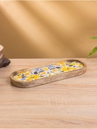 Набор розеток на подносе «Желтые и синие цветы», 3 шт., 33.5×13×6.5 см, дерево манго - Фото 4