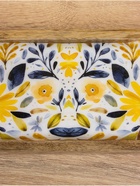 Набор розеток на подносе «Желтые и синие цветы», 3 шт., 33.5×13×6.5 см, дерево манго - Фото 6