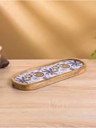 Набор розеток на подносе «Васильки», 3 шт., 33.5×13×6.5 см, дерево манго - Фото 3