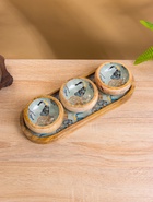 Набор розеток на подносе «Мудрый слон», 3 шт., 33.5×13×6.5 см, дерево манго - Фото 1