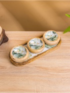 Набор розеток на подносе «Листья», 3 шт., 33.5×13×6.5 см, дерево манго - Фото 2