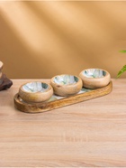 Набор розеток на подносе «Листья», 3 шт., 33.5×13×6.5 см, дерево манго - Фото 3