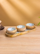 Набор розеток на подносе «Оттенки сирени», 3 шт., 33.5×13×6.5 см, дерево манго - Фото 3