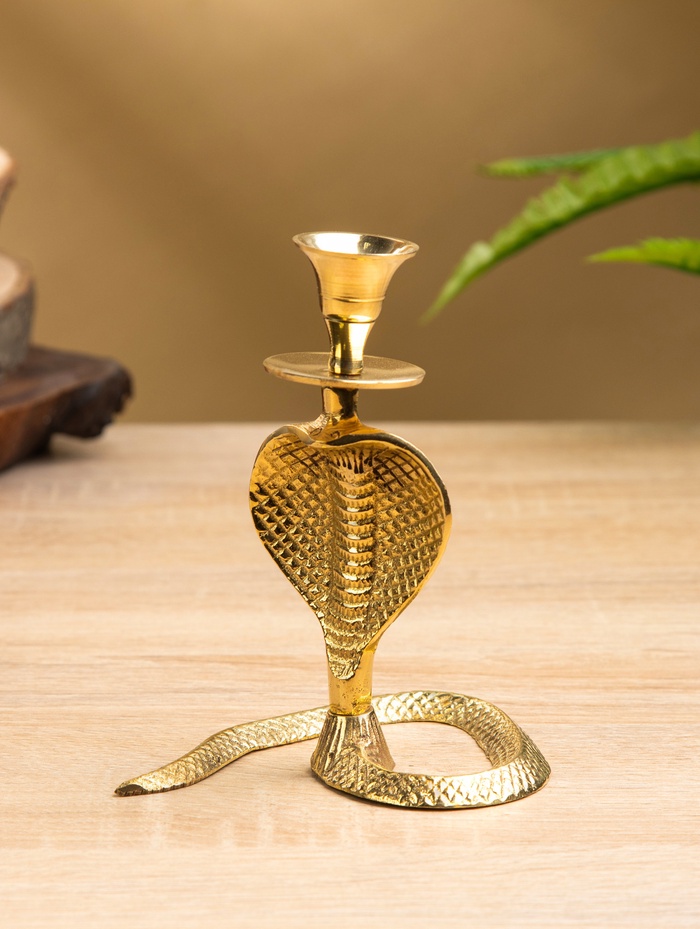 Подсвечник «Золотая кобра», латунь, 8.5×11×12.5 см - Фото 1