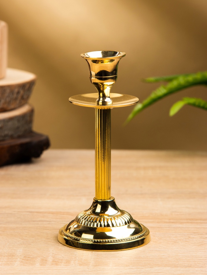 Подсвечник, 7.5×7.5×15 см, латунь - Фото 1