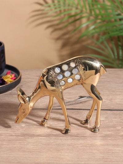 Сувенир «Косуля», 13×4.5×15 см, латунь с перламутром