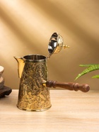 Турка «Серебряные узоры», 650 мл, латунь, с крышкой и деревянной ручкой 10620492 Турка «Серебряные узоры», 650 мл, латунь, с крышкой и деревянной ручкой 10620492