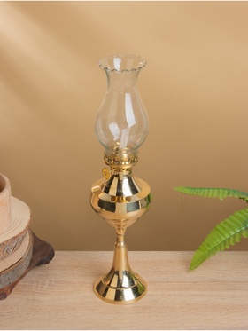 Лампа керосиновая со стеклянной колбой, 8×8×31.5 см, латунь