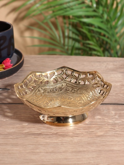 Блюдо сервировочное «Золотые узоры», 15×15×5.5 см, латунь