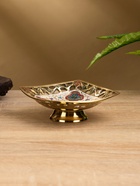 Блюдо сервировочное на ножке "Клевер" латунь 10х10х4 см - фото 808938977