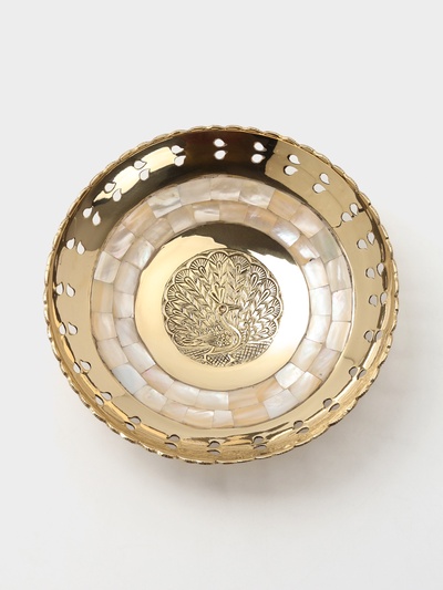 Блюдо сервировочное «Жар-Птица», 19.5×19.5×5.5 см, латунь с перламутром