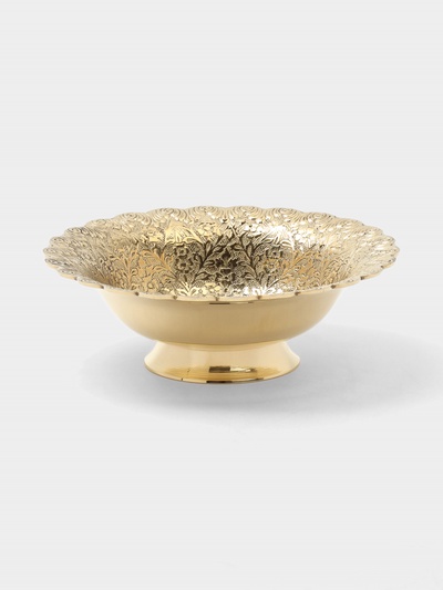 Блюдо сервировочное на ножке «Цветущая поляна», 18×18×6.5 см, латунь