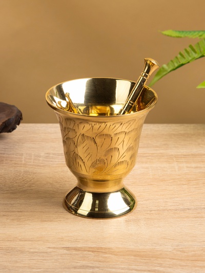 Ступка с пестиком, 9×9×9.5 см, латунь