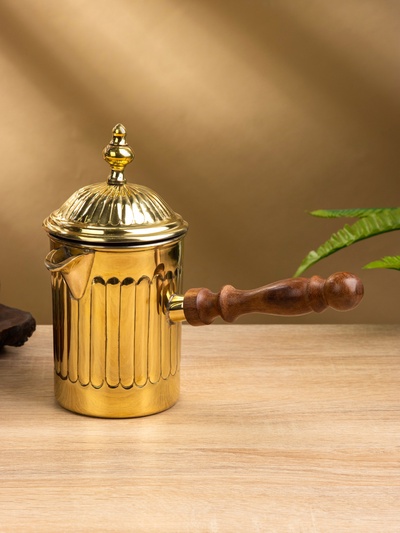 Турка «Золотые грани», 500 мл, латунь, с крышкой и деревянной ручкой