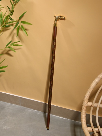 Трость «Орёл», 94 см, с шахматным рисунком, дерево шишам, латунь