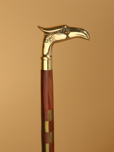 Трость «Орёл», 94 см, с шахматным рисунком, дерево шишам, латунь