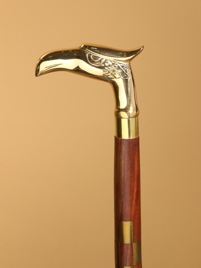 Трость «Орёл», 94 см, с шахматным рисунком, дерево шишам, латунь