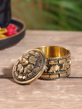 Шкатулка «Слоны», 4.5×4.5×5 см, латунь, чёрная