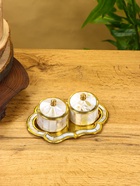 Набор шкатулок на тарелочке «Сокровища Агры», 9×13×5 см, латунь с перламутром - Фото 2