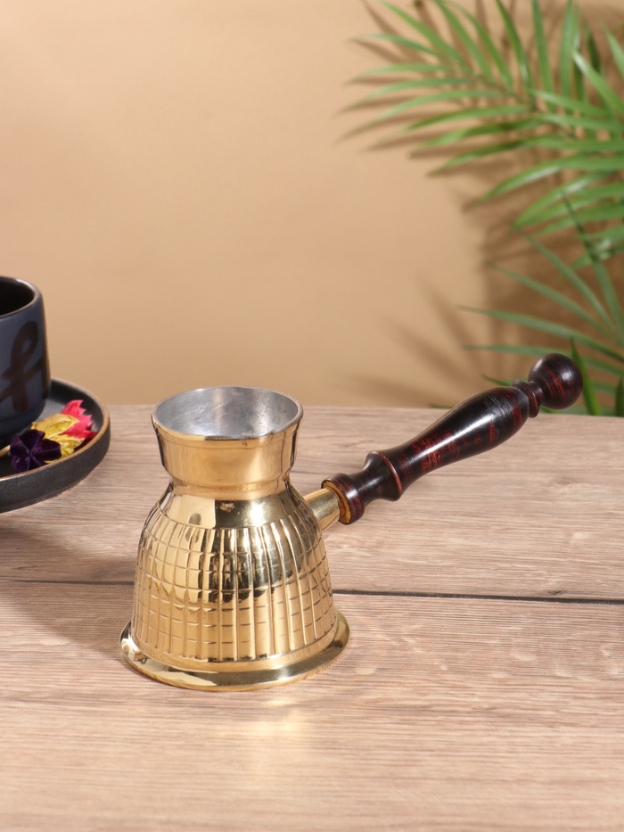 Турка с деревянной ручкой, латунь, 9×23×10 см - Фото 1