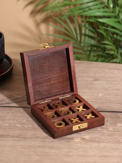Настольная игра «Крестики-нолики», 10×10 см, дерево шишам, латунь