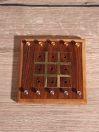 Настольная игра «Крестики-нолики», 13×13.5 см, дерево шишам, латунь - Фото 3