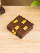 Настольная игра «Домино», 18.5×7.5×4 см, дерево шишам, латунь - Фото 3