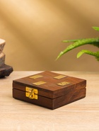 Настольная игра «Домино», 11×11.5×4 см, дерево шишам, латунь - Фото 2