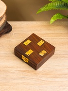Настольная игра «Домино», 11×11.5×4 см, дерево шишам, латунь - Фото 3