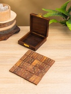 Настольная игра «Домино», 11×11.5×4 см, дерево шишам, латунь - Фото 4