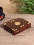 Шкатулка для хранения игральных карт 15.5х12,5 см, дерево шишам, латунь 10620609 - фото 16523062