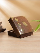 Шкатулка для хранения игральных карт, 12.5×12.5 см, дерево шишам, латунь - Фото 3