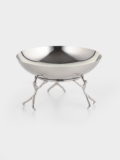 Салатник на подставке «Дуэт», 20.5×20.5×12.5 см, нержавеющая сталь, латунь