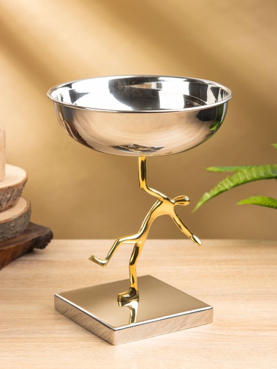 Блюдо сервировочное на подставке «Человек», d=18 см, нержавеющая сталь, латунь