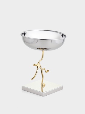 Блюдо сервировочное на подставке «Человек», d=18 см, нержавеющая сталь, латунь