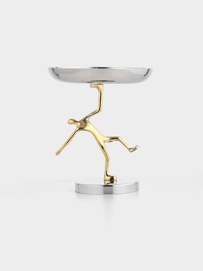 Салатник на подставке «Человек», 17×17×20 см, нержавеющая сталь, латунь