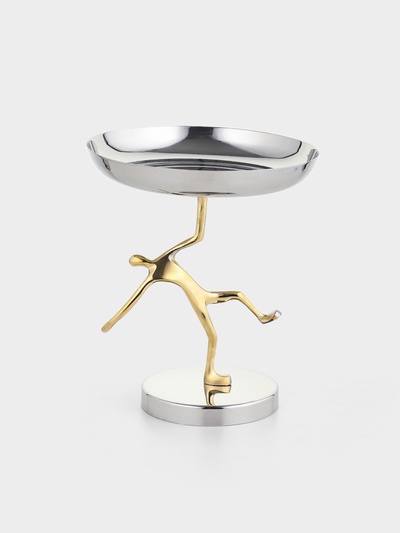 Салатник на подставке «Человек», 17×17×20 см, нержавеющая сталь, латунь