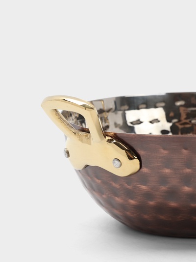 Салатник с ручками 16х12,5х7 см нержавеющая сталь, латунь, покрытие антик