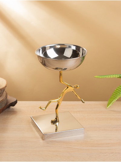 Блюдо сервировочное на подставке «Человек», d=13 см, нержавеющая сталь, латунь