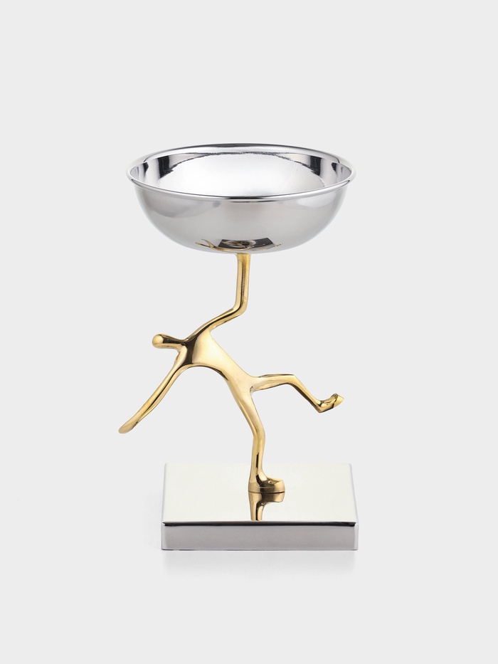 Блюдо сервировочное на подставке «Человек», d=13 см, нержавеющая сталь, латунь - Фото 1